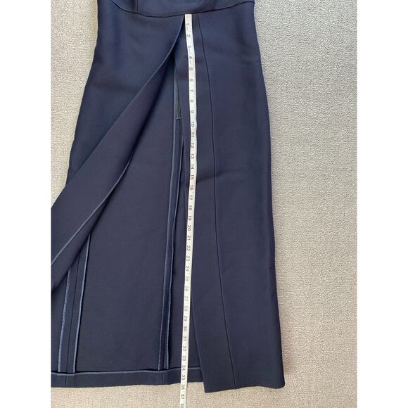 Prada Slit Dress Full Length Beaded Wool Silk Blend Navy Size EU 40 - Picture 8 of 11
